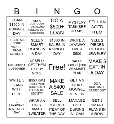 Fort Road BINGO Card