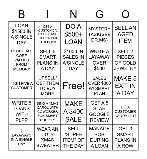 Fort Road BINGO Card