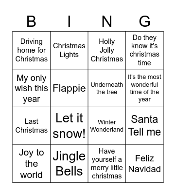 Kerstmuziekbingo Card