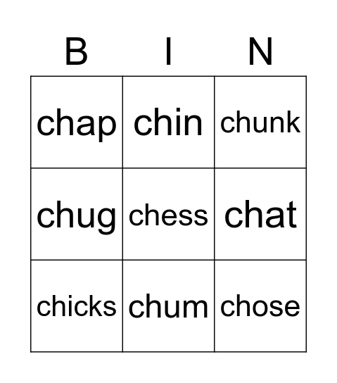 Blends ch Bingo Card