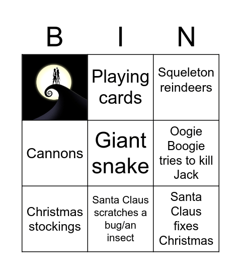 The end of "The Nightmare before Christmas" Bingo Card