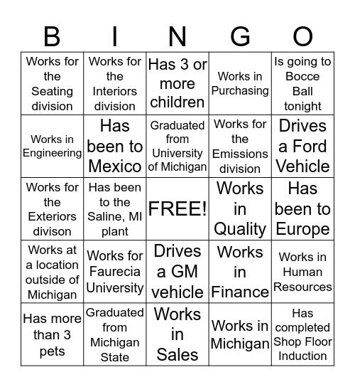 Get signatures for the whole board before the end of the 1st day! Bingo Card