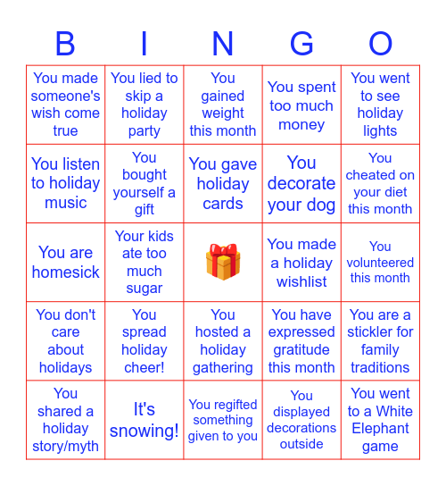 Winter Bingo Card