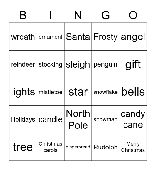 Christmas Bingo Card