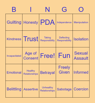 Connections Overview Bingo Card