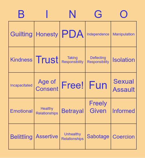 Connections Overview Bingo Card