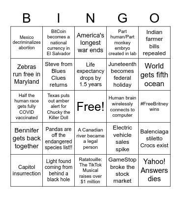 2021 BINGO Card
