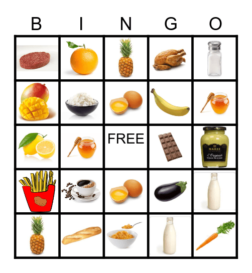 FOOD Bingo Card