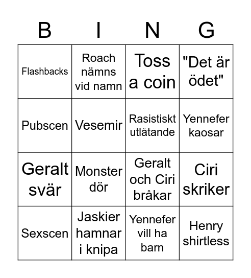 The Witcher S2 Bingo Card