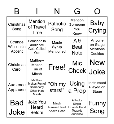 Rocke Brothers Bingo Card