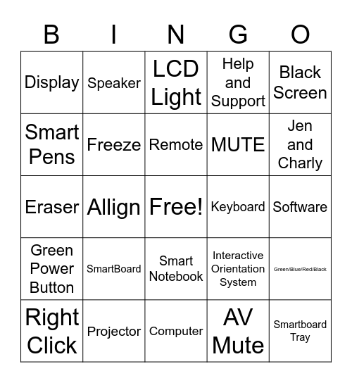 SmartNotebook Bingo Card