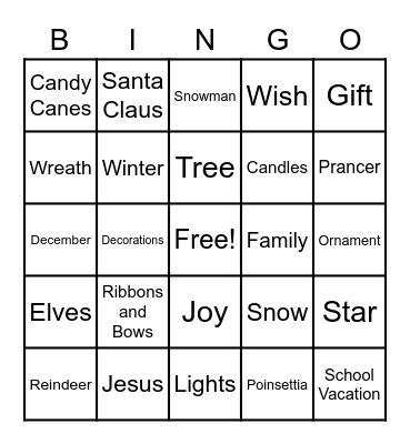 Christmas Bingo Card