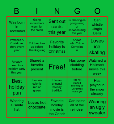 Holiday Bingo Card