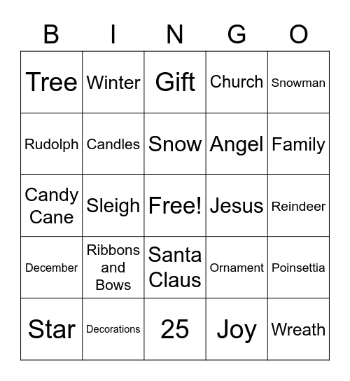 Christmas Bingo Card
