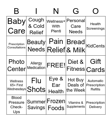 Rite Aid BINGO! Bingo Card