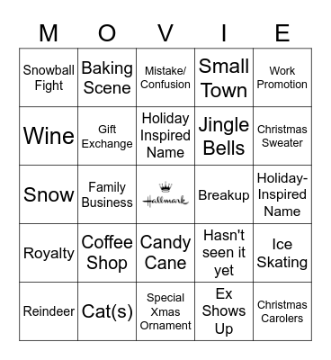 HALLMARK CHRISTMAS Bingo Card