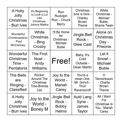 Christmas Classics Bingo Card