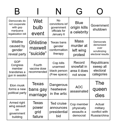 2022 doomer almanac Bingo Card