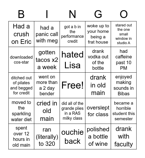 Fall 21 bingo Card