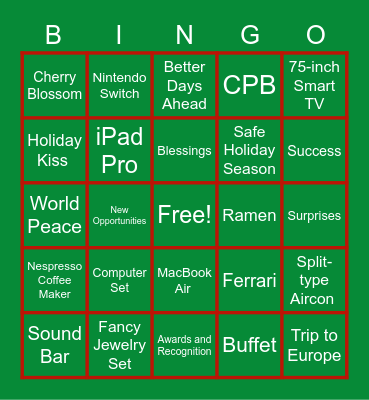 HOLIDAY WISH Bingo Card