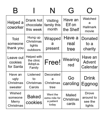 Christmas BINGO Card