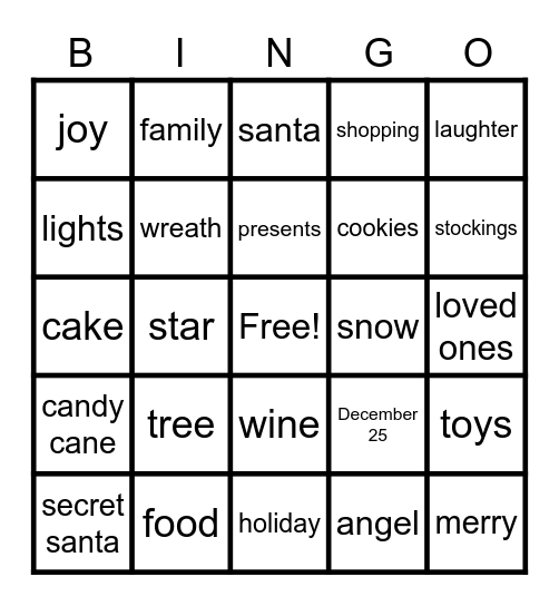 CHRISTMAS 2021 BINGO Card