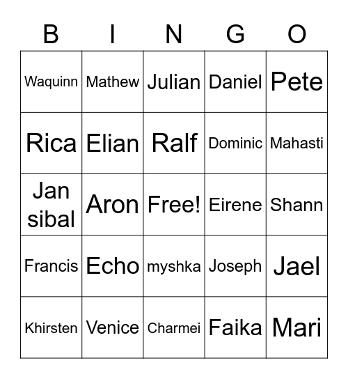yay Bingo Card