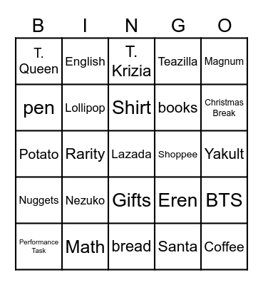 MERRY CHRISTMAS GALILEI Bingo Card
