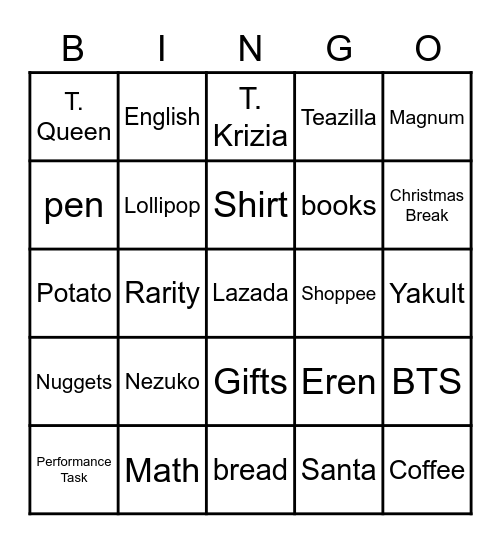 MERRY CHRISTMAS GALILEI Bingo Card