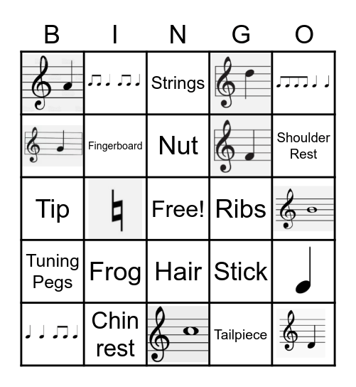 Beginning Orchestra Bingo (violin) Bingo Card