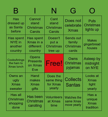 CHRISTMAS Bingo Card