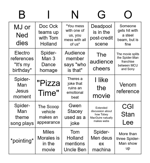 NWH Bingo Card