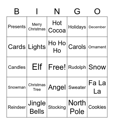 Holiday Bingo Card