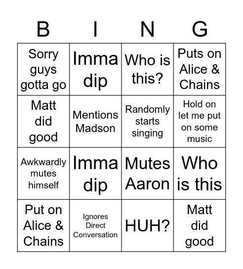 The Matt Beaurocracy Bingo Card