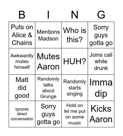 The Matt Beaurocracy Bingo Card