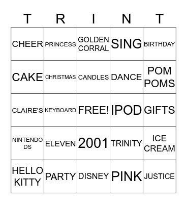 HAPPY BIRTHDAY Bingo Card