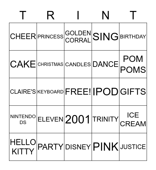 HAPPY BIRTHDAY Bingo Card