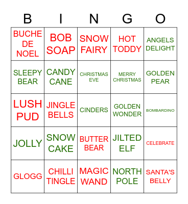 LUSH CHRISTMAS PARTY Bingo Card