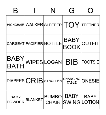 LOGAN'S BABY SHOWER Bingo Card