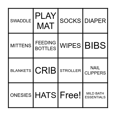 BABY SHOWER BINGO Card