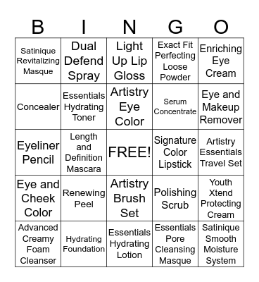 Artistry and Satinique Bingo Card