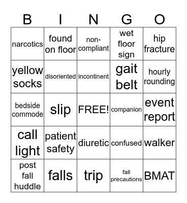 Process Improvement: Falls Bingo Card