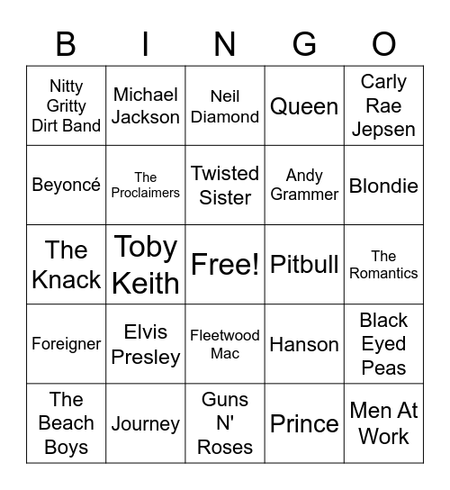 St. Agnes Music Bingo Round 1 Bingo Card