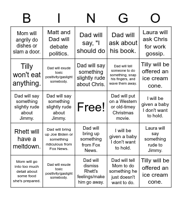 Family Christmas Bingo Card