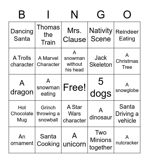 Christmas Inflatable Bingo! Bingo Card
