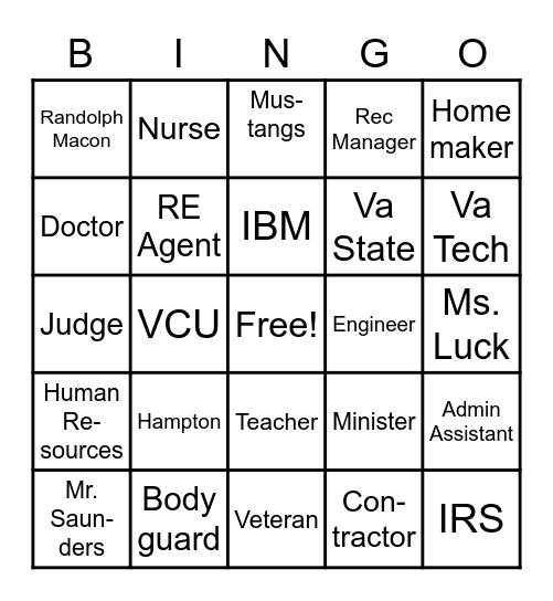 BGSHS REUNION BINGO Card