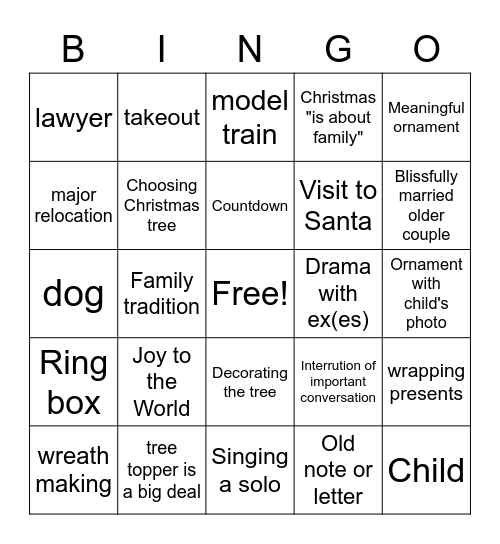 Hallmark Bingo Card
