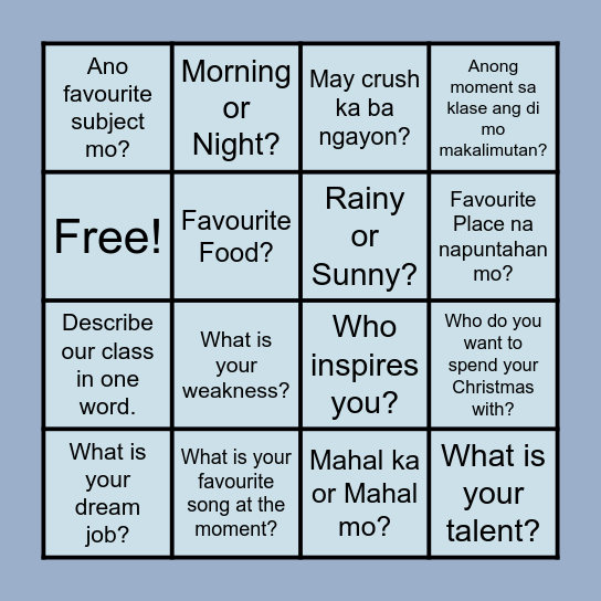 Christmas Party Bingo Card