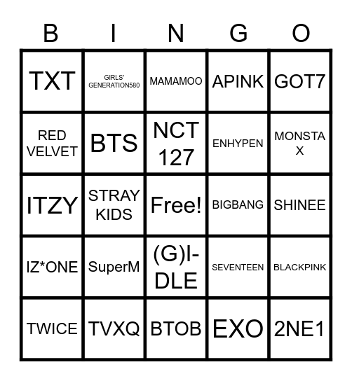 RNP BINGO (KPOP) Bingo Card