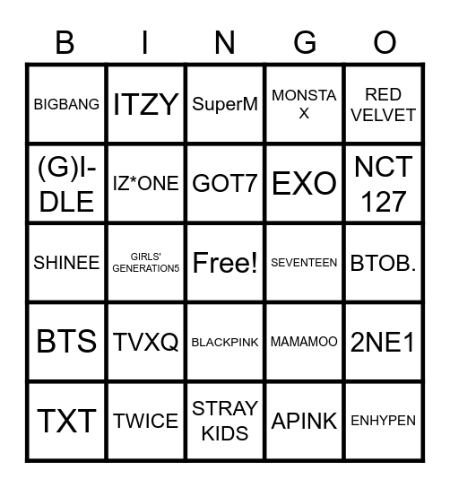 RNP BINGO (KPOP) Bingo Card